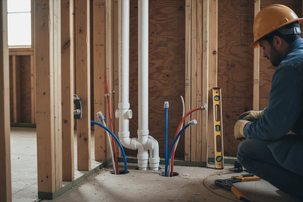 Drain and supply rough-in during Leak Detection in Forest Knolls