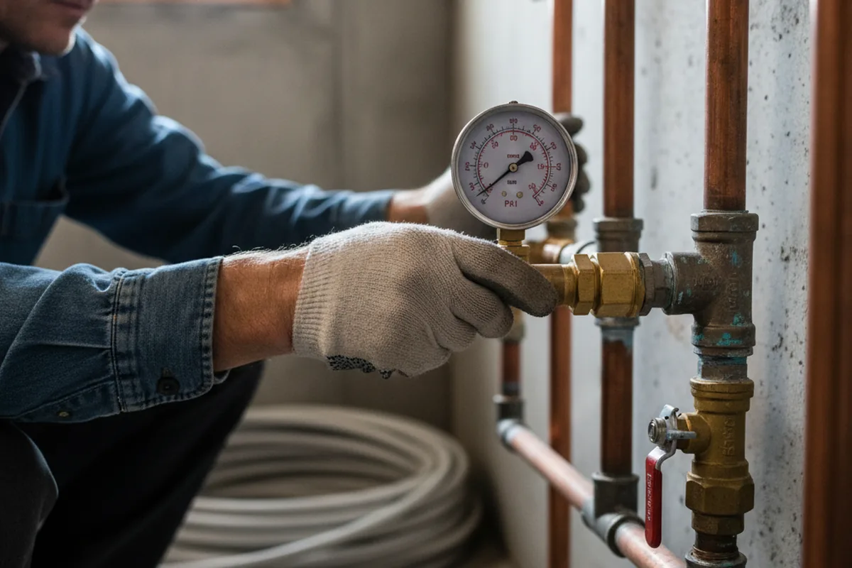 Pressure testing a repaired line during Water Line Repair in Forest Knolls